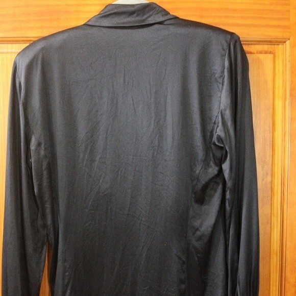 Escada vintage Black Silk Ruffle Button Down Blouse 100% Silk Germany 36 - Picture 9 of 16